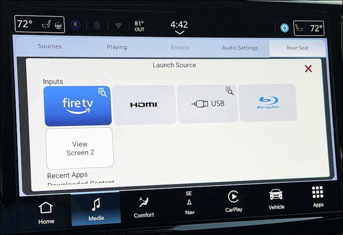 2026 chrysler pacifica awd s rear display controls FireTV