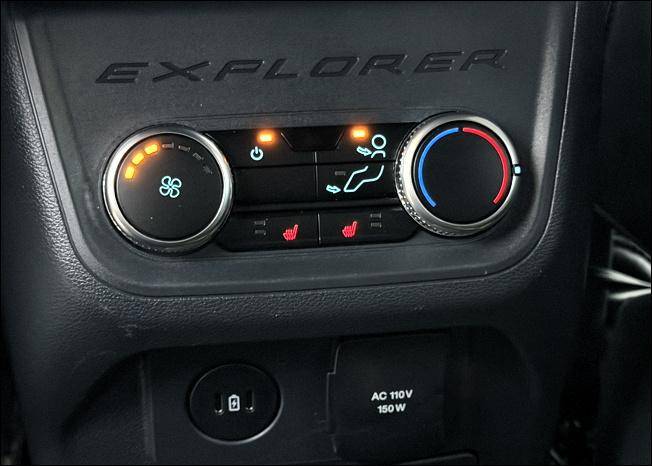 2026 ford explorer tremor rear seat climate controls and charging ports