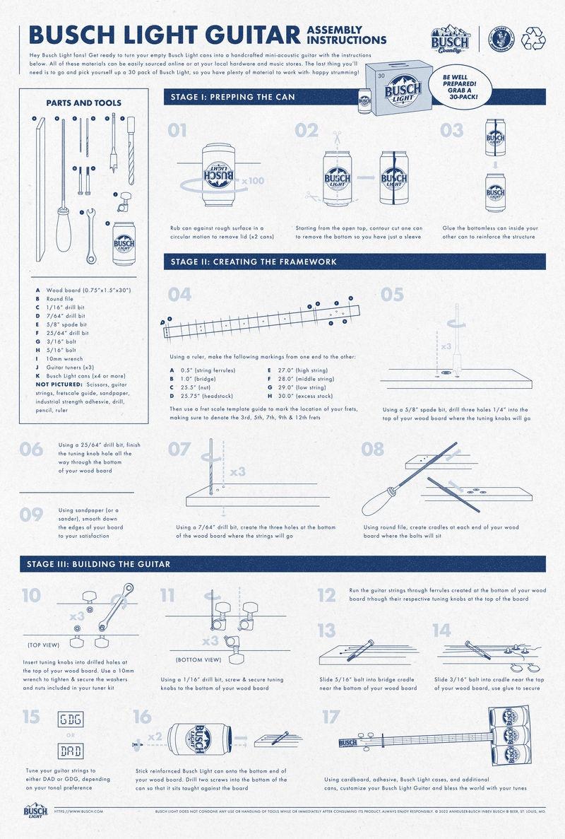 Busch Light Guitar DIY Instructions